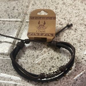 Leather strand adjustable bracelet